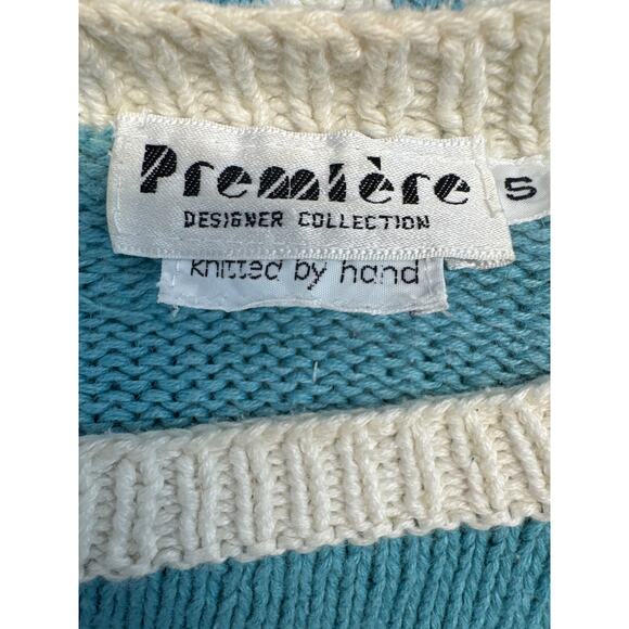 Premiere Designer Collection Vintage Kitted Blue Sweater women sz S - Picture 4 of 5